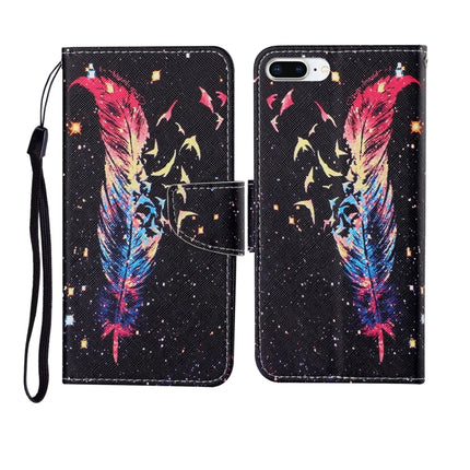 For iPhone 7 Plus Painted Pattern Horizontal Flip Leathe Case(Feather)-garmade.com