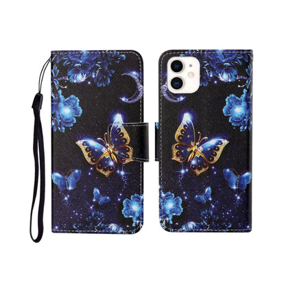 For iPhone 11 Painted Pattern Horizontal Flip Leathe Case(Moon Butterfly)-garmade.com
