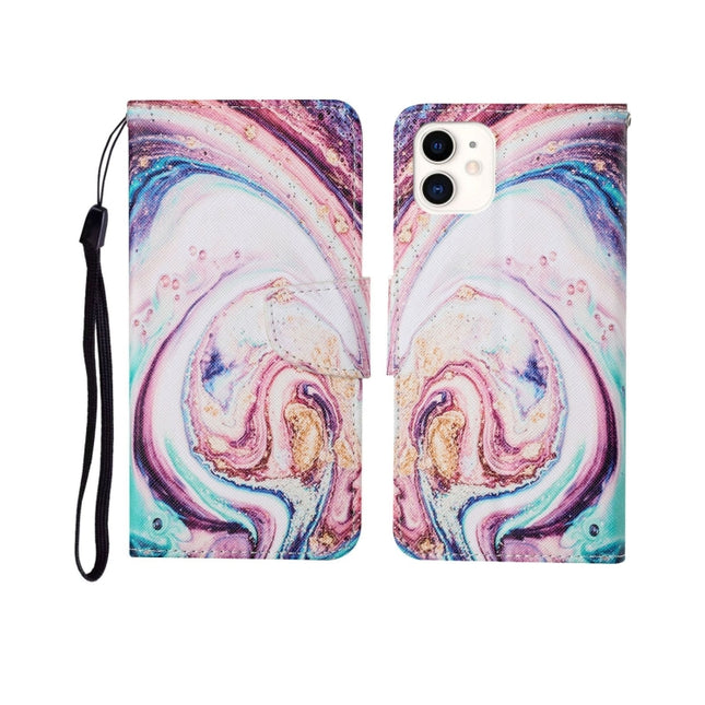 For iPhone 11 Painted Pattern Horizontal Flip Leathe Case(Whirlpool Marble)-garmade.com