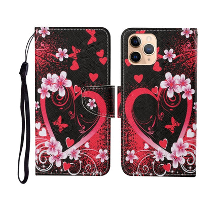 For iPhone 11 Pro Painted Pattern Horizontal Flip Leathe Case(Red Heart)-garmade.com