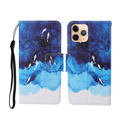 For iPhone 11 Pro Painted Pattern Horizontal Flip Leathe Case(Watercolor Fish)-garmade.com
