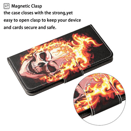 For iPhone 11 Pro Painted Pattern Horizontal Flip Leathe Case(Flame Skull)-garmade.com