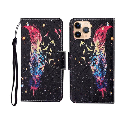 For iPhone 11 Pro Painted Pattern Horizontal Flip Leathe Case(Feather)-garmade.com