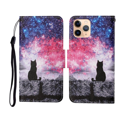 For iPhone 11 Pro Max Painted Pattern Horizontal Flip Leathe Case(Starry Cat)-garmade.com