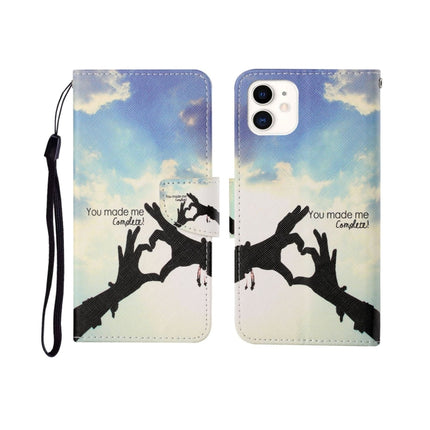 For iPhone 12 mini Painted Pattern Horizontal Flip Leathe Case(Finger)-garmade.com