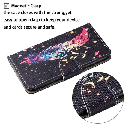 For iPhone 12 mini Painted Pattern Horizontal Flip Leathe Case(Feather)-garmade.com