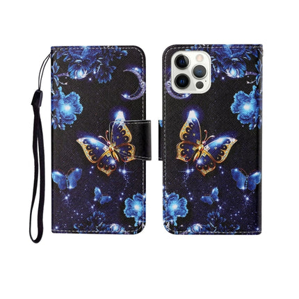 For iPhone 12/12 Pro Painted Pattern Horizontal Flip Leathe Case(Moon Butterfly)-garmade.com