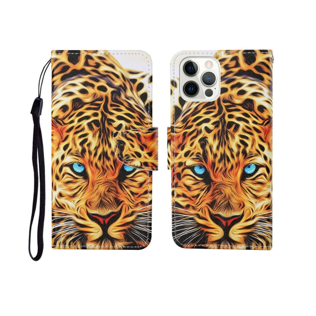 For iPhone 12/12 Pro Painted Pattern Horizontal Flip Leathe Case(Leopard)-garmade.com