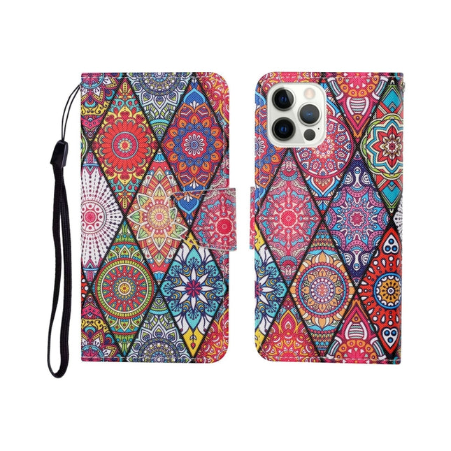 For iPhone 12 Pro Max Painted Pattern Horizontal Flip Leathe Case(Diamond)-garmade.com