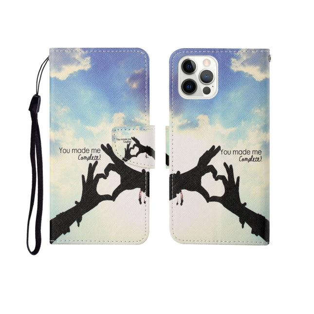 For iPhone 12 Pro Max Painted Pattern Horizontal Flip Leathe Case(Finger)-garmade.com