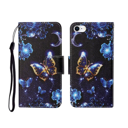 For iPhone SE (2020)/ 7 /8 Painted Pattern Horizontal Flip Leathe Case(Moon Butterfly)-garmade.com