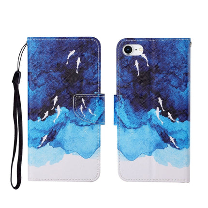 For iPhone SE (2020)/ 7 /8 Painted Pattern Horizontal Flip Leathe Case(Watercolor Fish)-garmade.com