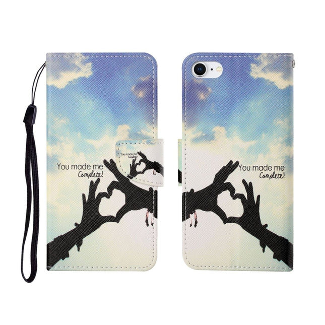 For iPhone SE (2020)/ 7 /8 Painted Pattern Horizontal Flip Leathe Case(Finger)-garmade.com