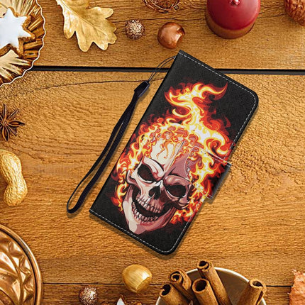 For iPhone SE (2020)/ 7 /8 Painted Pattern Horizontal Flip Leathe Case(Flame Skull)-garmade.com