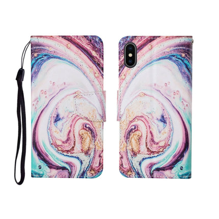 For iPhone X Painted Pattern Horizontal Flip Leathe Case(Whirlpool Marble)-garmade.com