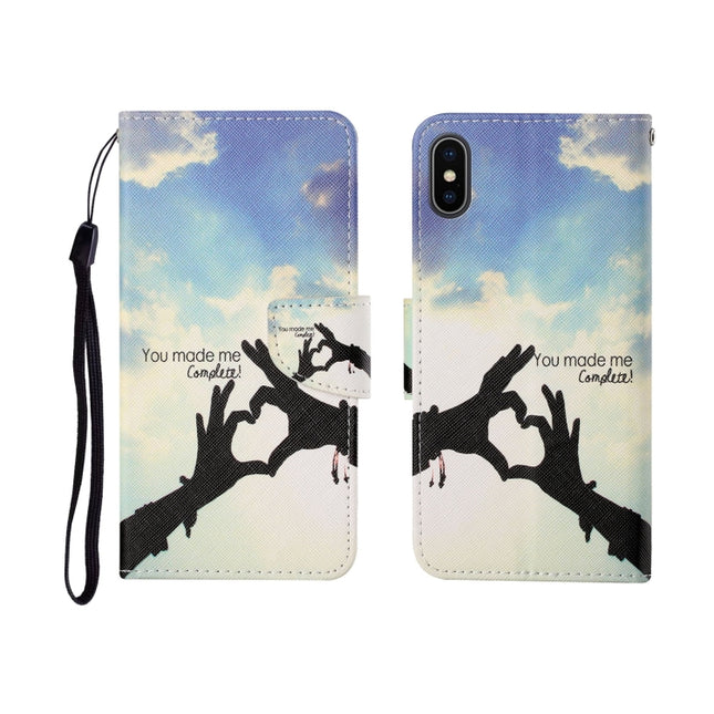 For iPhone X Painted Pattern Horizontal Flip Leathe Case(Finger)-garmade.com