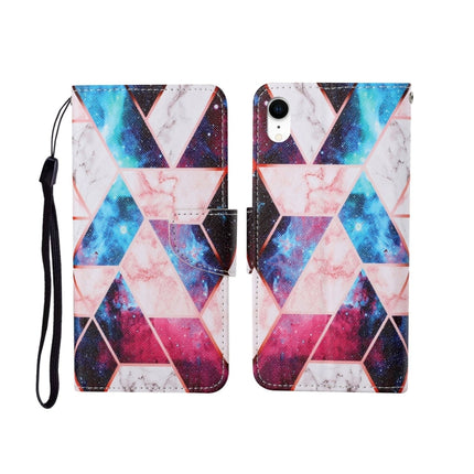 For iPhone XR Painted Pattern Horizontal Flip Leathe Case(Marble)-garmade.com