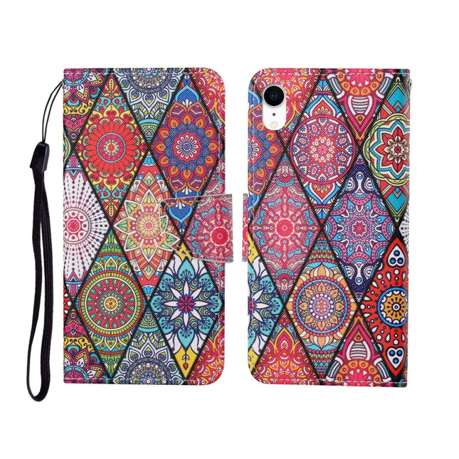 For iPhone XR Painted Pattern Horizontal Flip Leathe Case(Diamond)-garmade.com