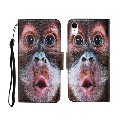 For iPhone XR Painted Pattern Horizontal Flip Leathe Case(Orangutan)-garmade.com