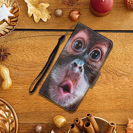 For iPhone XR Painted Pattern Horizontal Flip Leathe Case(Orangutan)-garmade.com