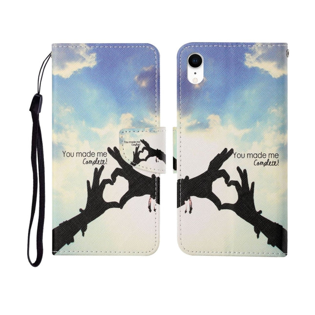 For iPhone XR Painted Pattern Horizontal Flip Leathe Case(Finger)-garmade.com