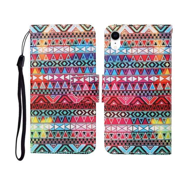 For iPhone XR Painted Pattern Horizontal Flip Leathe Case(Tribal Ethnic Style)-garmade.com