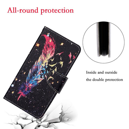 For iPhone XR Painted Pattern Horizontal Flip Leathe Case(Feather)-garmade.com