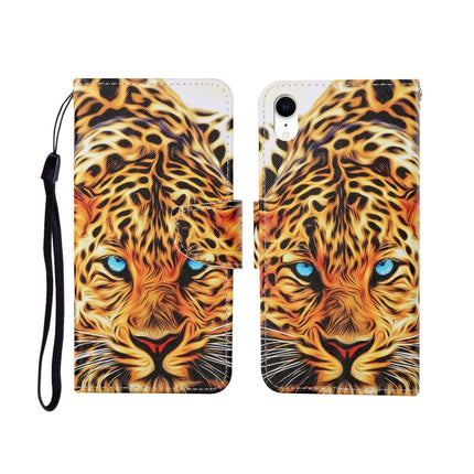 For iPhone XR Painted Pattern Horizontal Flip Leathe Case(Leopard)-garmade.com