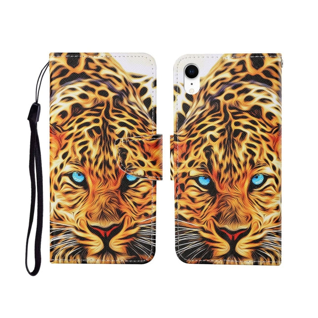 For iPhone XS Max Painted Pattern Horizontal Flip Leathe Case(Leopard)-garmade.com