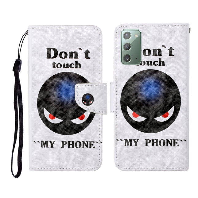 For Samsung Galaxy Note20 Colored Drawing Pattern Horizontal Flip Leather Case with Holder & Card Slots & Wallet & Lanyard(Black Planet)-garmade.com