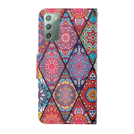 For Samsung Galaxy Note20 Colored Drawing Pattern Horizontal Flip Leather Case with Holder & Card Slots & Wallet & Lanyard(Rhombus Totem)-garmade.com