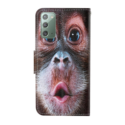 For Samsung Galaxy Note20 Colored Drawing Pattern Horizontal Flip Leather Case with Holder & Card Slots & Wallet & Lanyard(Orangutan)-garmade.com