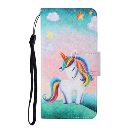 For Samsung Galaxy Note20 Colored Drawing Pattern Horizontal Flip Leather Case with Holder & Card Slots & Wallet & Lanyard(Rainbow Unicorn)-garmade.com