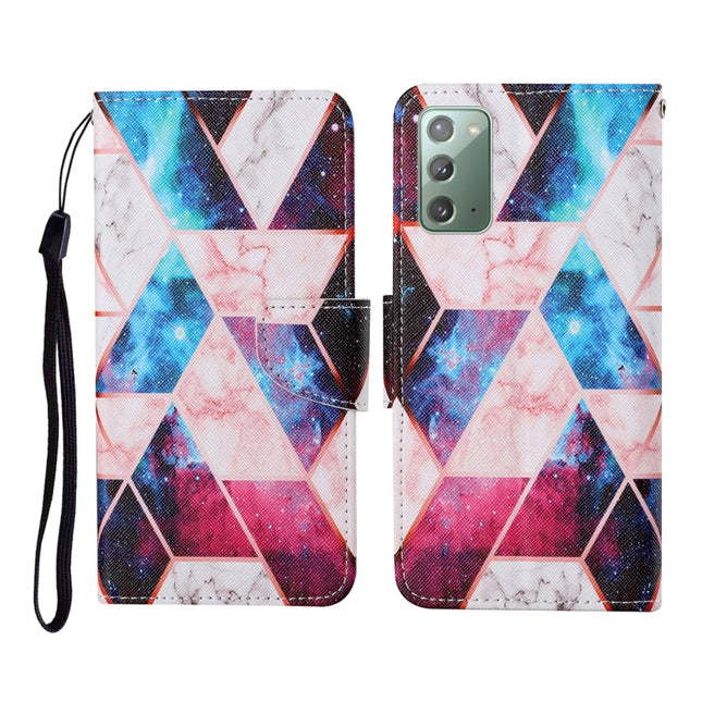 For Samsung Galaxy Note20 Colored Drawing Pattern Horizontal Flip Leather Case with Holder & Card Slots & Wallet & Lanyard(Starry Marble)-garmade.com