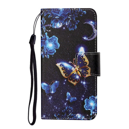 For Samsung Galaxy Note20 Colored Drawing Pattern Horizontal Flip Leather Case with Holder & Card Slots & Wallet & Lanyard(Moon Butterfly)-garmade.com