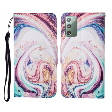For Samsung Galaxy Note20 Colored Drawing Pattern Horizontal Flip Leather Case with Holder & Card Slots & Wallet & Lanyard(Whirlpool Marble)-garmade.com