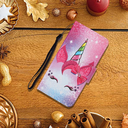 For Samsung Galaxy Note20 Colored Drawing Pattern Horizontal Flip Leather Case with Holder & Card Slots & Wallet & Lanyard(Eyelash Unicorn)-garmade.com