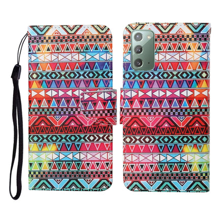 For Samsung Galaxy Note20 Colored Drawing Pattern Horizontal Flip Leather Case with Holder & Card Slots & Wallet & Lanyard(Tribal Ethnic Style)-garmade.com