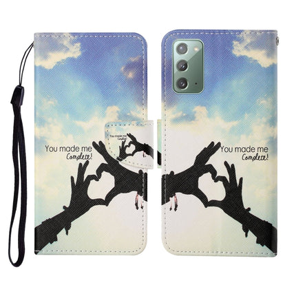 For Samsung Galaxy Note20 Colored Drawing Pattern Horizontal Flip Leather Case with Holder & Card Slots & Wallet & Lanyard(Love Gesture)-garmade.com