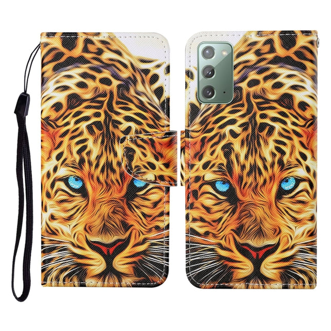 For Samsung Galaxy Note20 Colored Drawing Pattern Horizontal Flip Leather Case with Holder & Card Slots & Wallet & Lanyard(Yellow Leopard)-garmade.com
