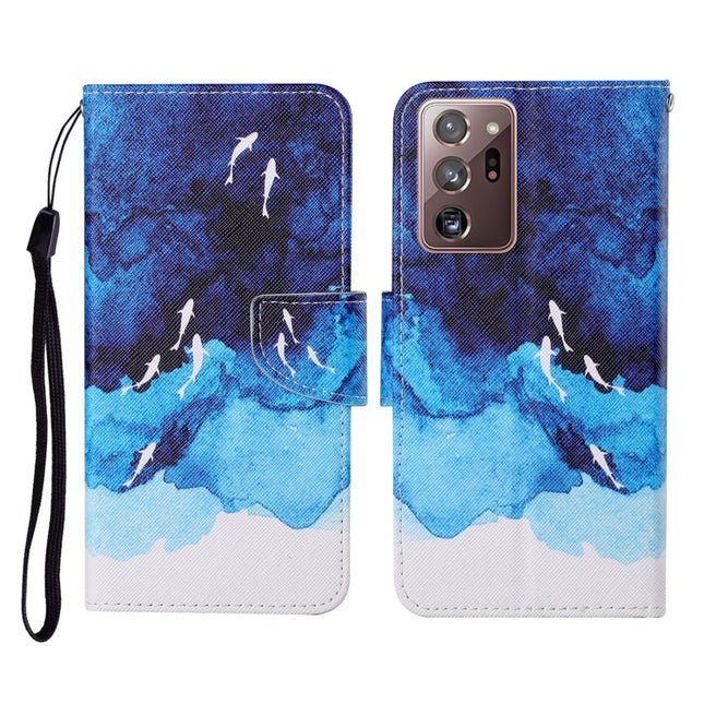 For Samsung Galaxy Note20 Ultra Colored Drawing Pattern Horizontal Flip Leather Case with Holder & Card Slots & Wallet & Lanyard(Watercolor Fish)-garmade.com