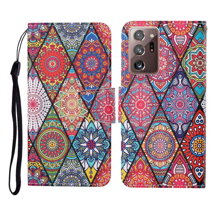 For Samsung Galaxy Note20 Ultra Colored Drawing Pattern Horizontal Flip Leather Case with Holder & Card Slots & Wallet & Lanyard(Rhombus Totem)-garmade.com
