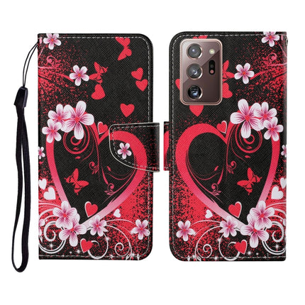 For Samsung Galaxy Note20 Ultra Colored Drawing Pattern Horizontal Flip Leather Case with Holder & Card Slots & Wallet & Lanyard(Red Heart)-garmade.com