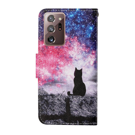 For Samsung Galaxy Note20 Ultra Colored Drawing Pattern Horizontal Flip Leather Case with Holder & Card Slots & Wallet & Lanyard(Starry Cat)-garmade.com