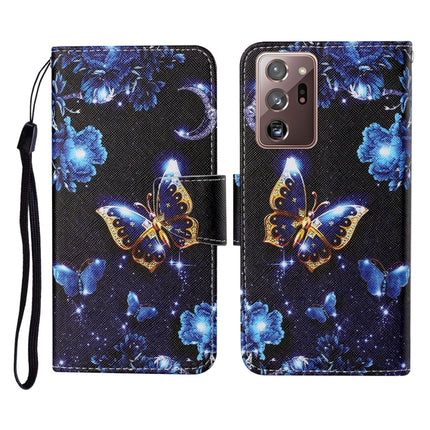 For Samsung Galaxy Note20 Ultra Colored Drawing Pattern Horizontal Flip Leather Case with Holder & Card Slots & Wallet & Lanyard(Moon Butterfly)-garmade.com