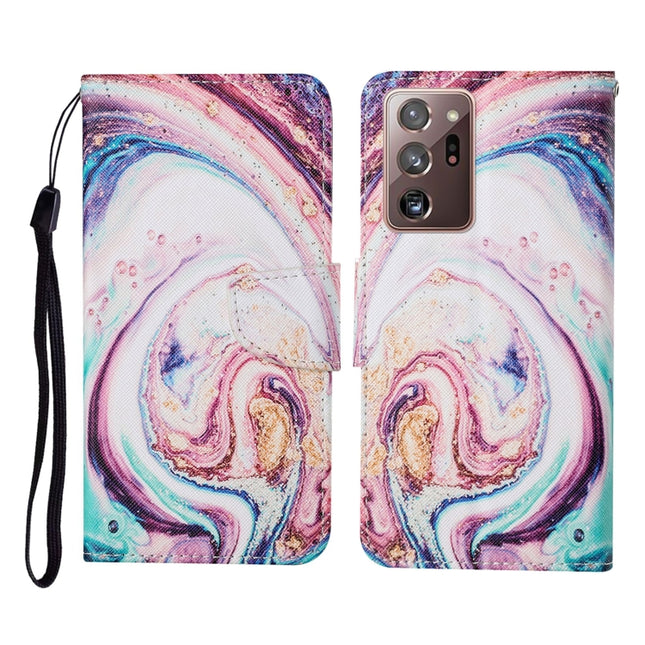 For Samsung Galaxy Note20 Ultra Colored Drawing Pattern Horizontal Flip Leather Case with Holder & Card Slots & Wallet & Lanyard(Whirlpool Marble)-garmade.com