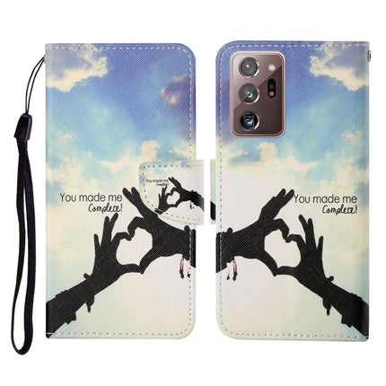 For Samsung Galaxy Note20 Ultra Colored Drawing Pattern Horizontal Flip Leather Case with Holder & Card Slots & Wallet & Lanyard(Love Gesture)-garmade.com