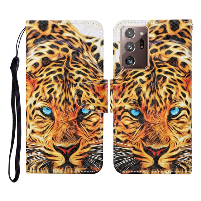 For Samsung Galaxy Note20 Ultra Colored Drawing Pattern Horizontal Flip Leather Case with Holder & Card Slots & Wallet & Lanyard(Yellow Leopard)-garmade.com