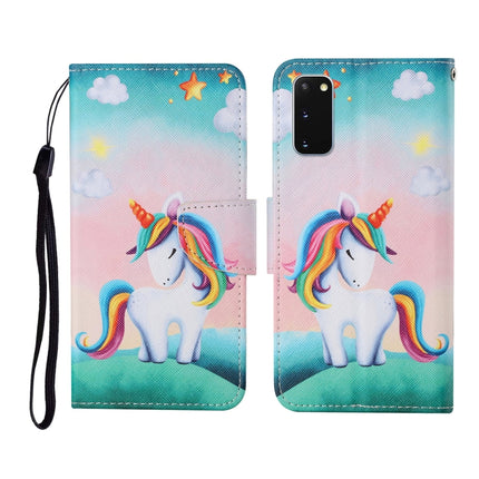 For Samsung Galaxy S20 Colored Drawing Pattern Horizontal Flip Leather Case with Holder & Card Slots & Wallet & Lanyard(Rainbow Unicorn)-garmade.com