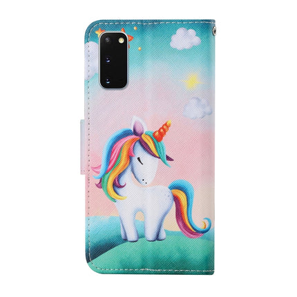 For Samsung Galaxy S20 Colored Drawing Pattern Horizontal Flip Leather Case with Holder & Card Slots & Wallet & Lanyard(Rainbow Unicorn)-garmade.com